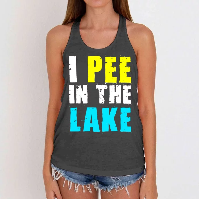 I Pee In The Lake Funny Summer Vacation Women's Knotted Racerback Tank