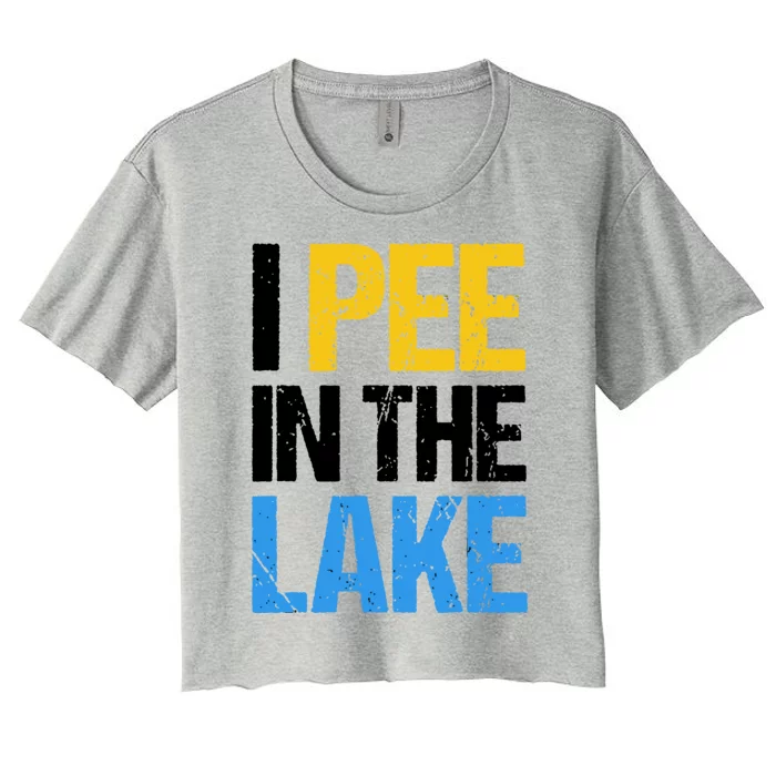 I Pee In The Lake Funny Summer Vacation Women's Crop Top Tee