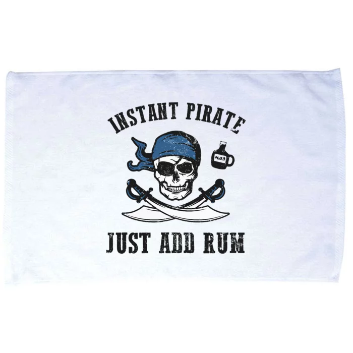 Instant Pirate Just Add Rum Funny Pirate Joke Skull Graphic Microfiber Hand Towel