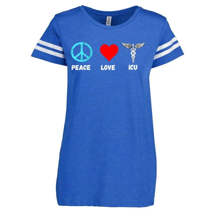 Icu Peace Love Nurse Intensive Care Nursery Scrub Nursing Great Gift Enza Ladies Jersey Football T-Shirt