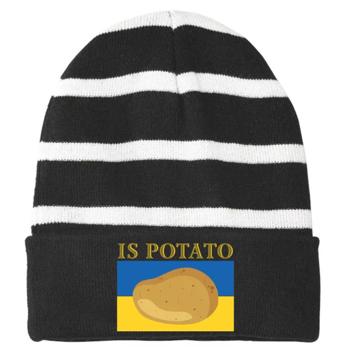 Is Potato Late Show Funny Ukraine Colbert Striped Beanie with Solid Band