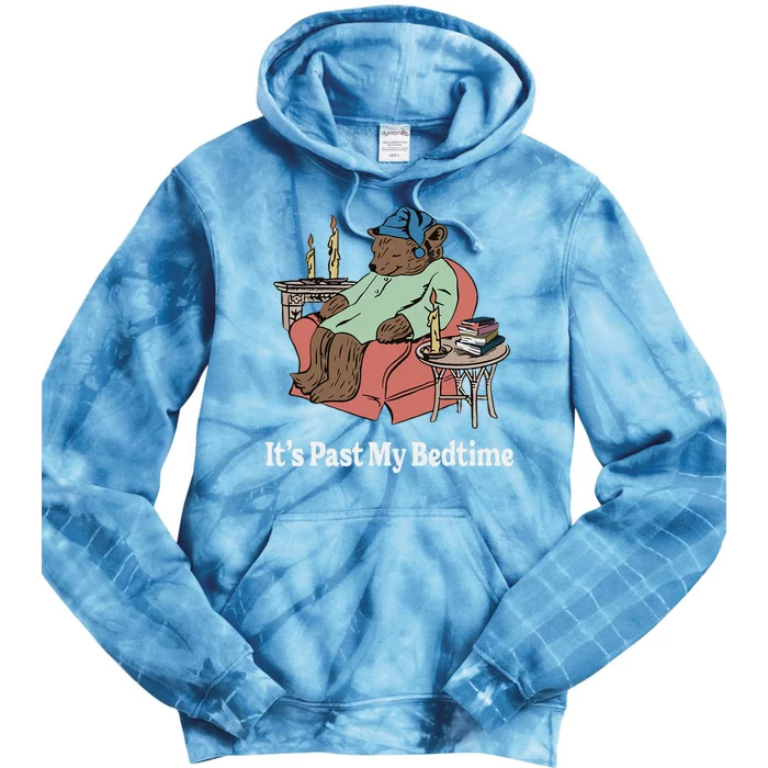 ItS Past My Bedtime Sleepy Bear Time Reading Tie Dye Hoodie