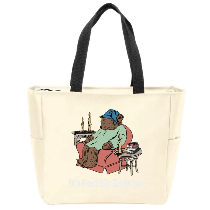 ItS Past My Bedtime Sleepy Bear Time Reading Zip Tote Bag