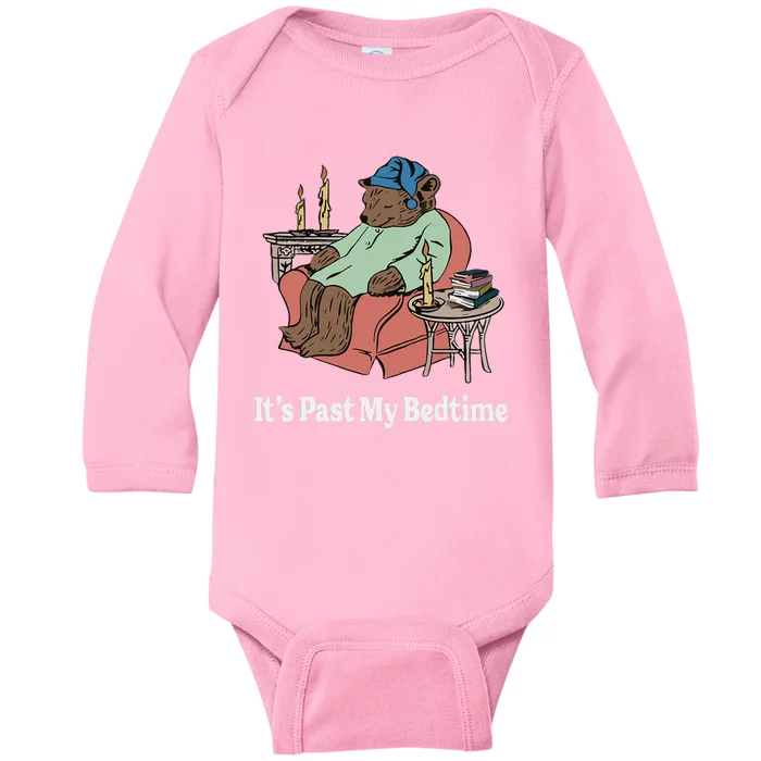 ItS Past My Bedtime Sleepy Bear Time Reading Baby Long Sleeve Bodysuit