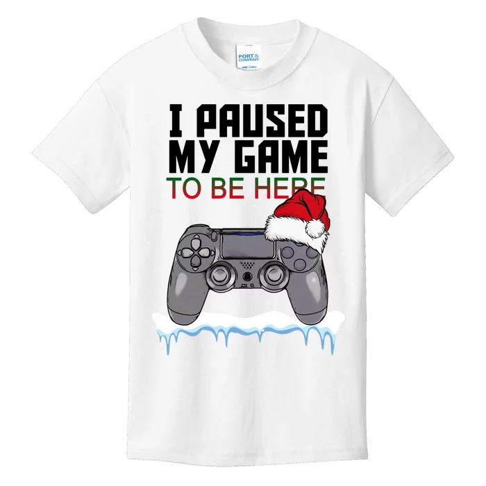 I Paused My Game To Be Here Christmas Gamer Kids T-Shirt