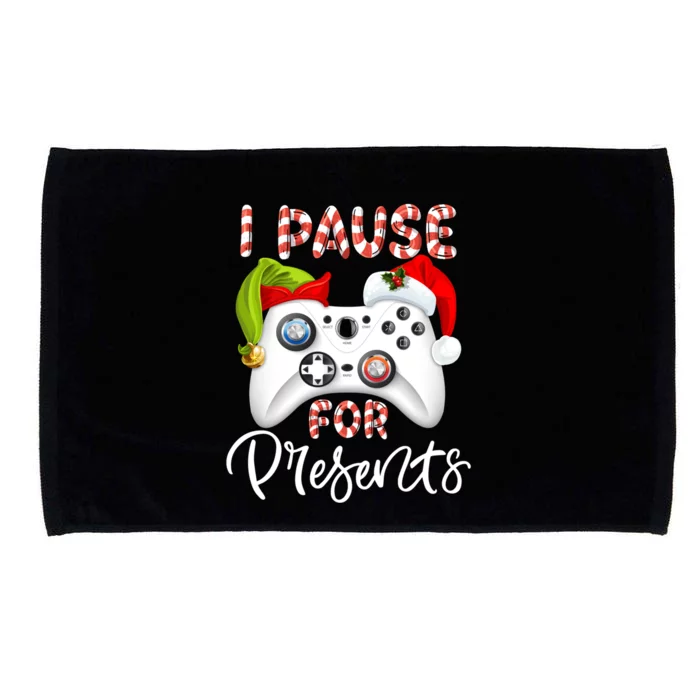 I Pause My Game To Open Presents Funny Video Gamer Christmas Great Gift Microfiber Hand Towel