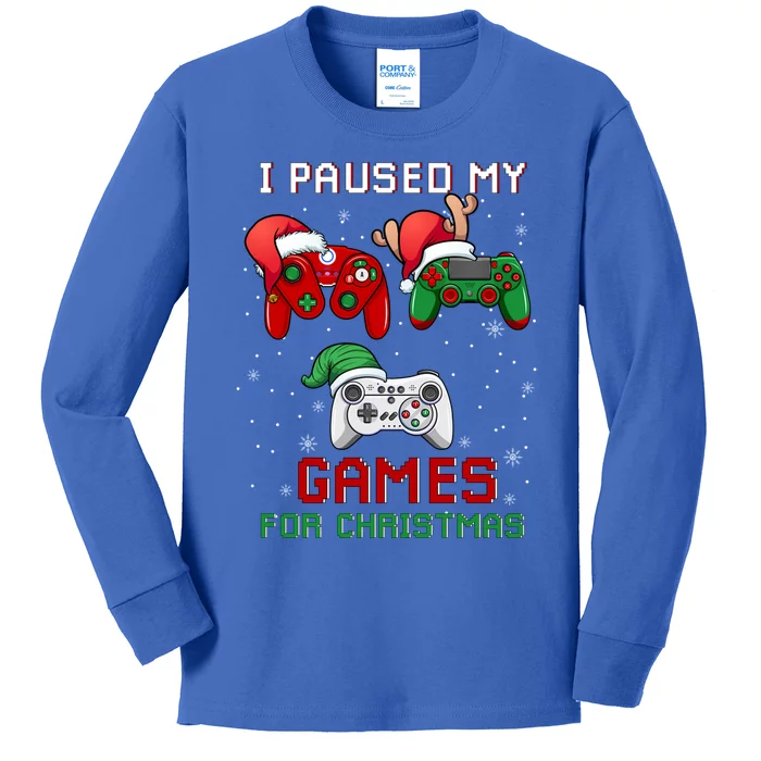 I Paused My Game For Christmas Video Games Christmas Gamer Cute Gift Kids Long Sleeve Shirt