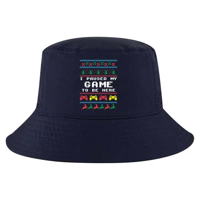 I Paused My Game To Be Here Ugly Christmas Gamer Xmas Gift Cool Gift Cool Comfort Performance Bucket Hat