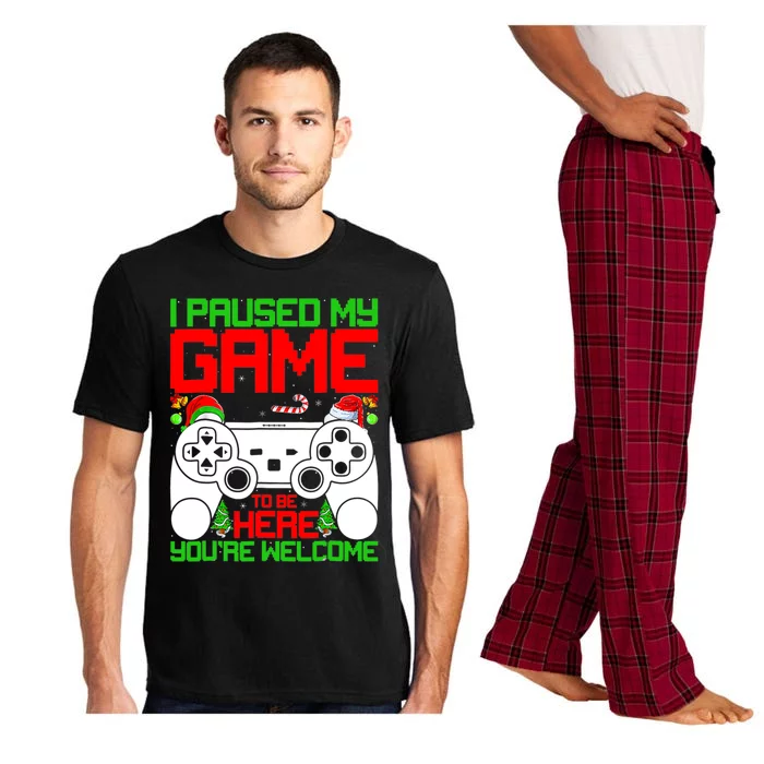 I Paused My Game To Be Here Video Gamer Gaming Christmas Funny Gift Pajama Set