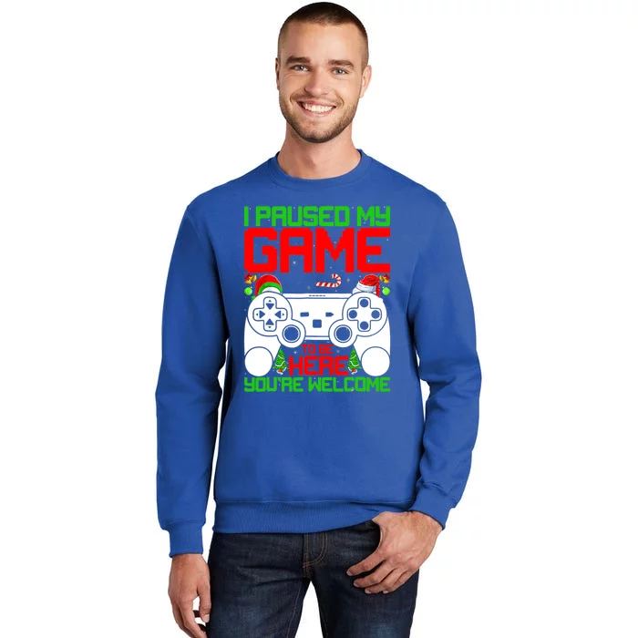 I Paused My Game To Be Here Video Gamer Gaming Christmas Funny Gift Sweatshirt