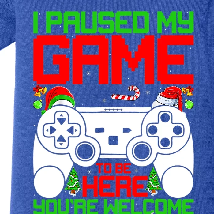 I Paused My Game To Be Here Video Gamer Gaming Christmas Funny Gift Baby Bodysuit