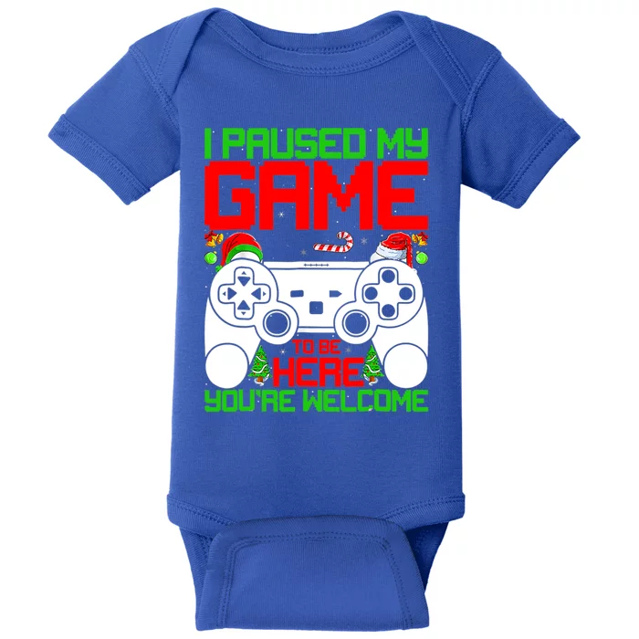 I Paused My Game To Be Here Video Gamer Gaming Christmas Funny Gift Baby Bodysuit