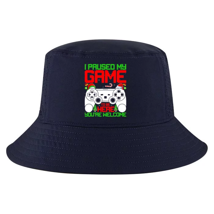 I Paused My Game To Be Here Video Gamer Gaming Christmas Funny Gift Cool Comfort Performance Bucket Hat