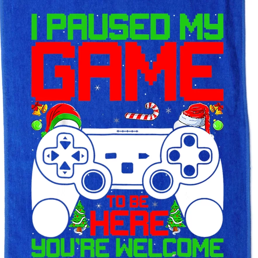 I Paused My Game To Be Here Video Gamer Gaming Christmas Funny Gift Platinum Collection Golf Towel