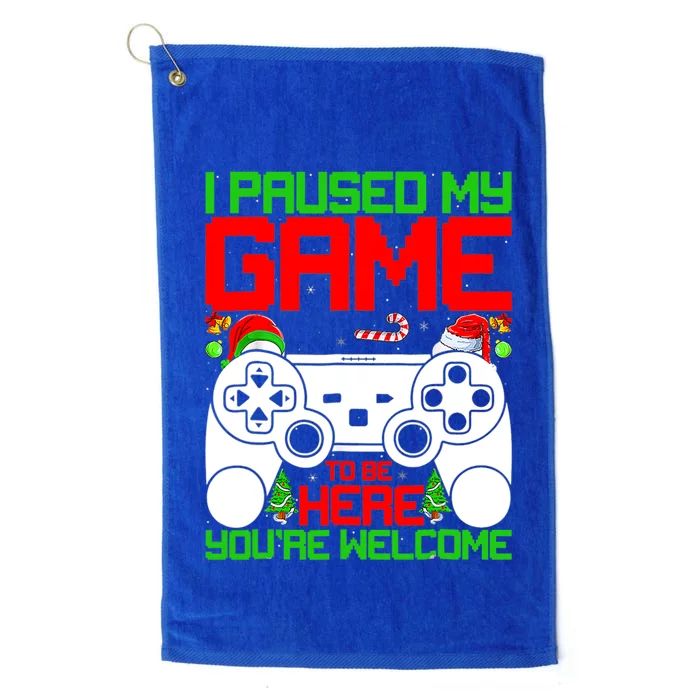 I Paused My Game To Be Here Video Gamer Gaming Christmas Funny Gift Platinum Collection Golf Towel