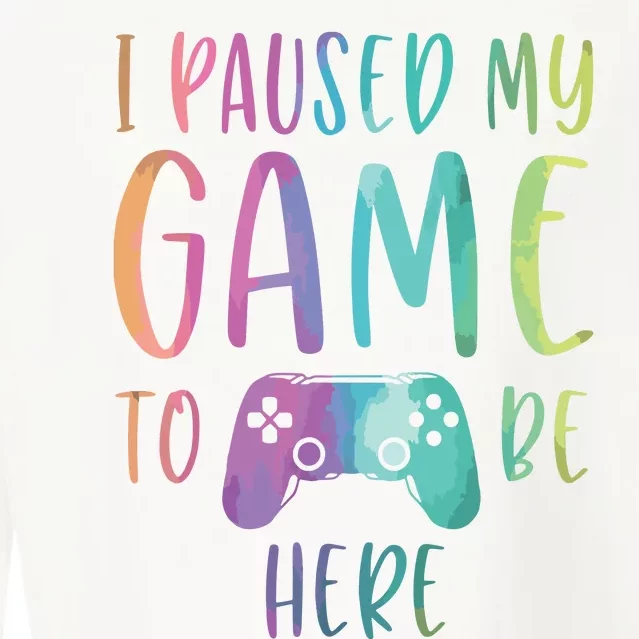 I Paused My Game To Be Here Gamer Boy Girl Gift Gaming Merch Cropped Pullover Crew