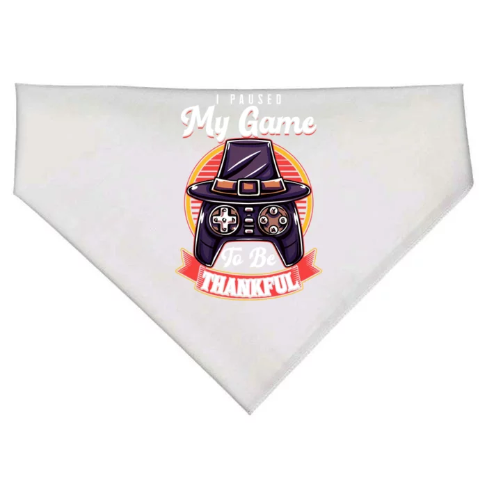 I Paused My Game To Be Thankful Thanksgiving Video Gamer Gift USA-Made Doggie Bandana