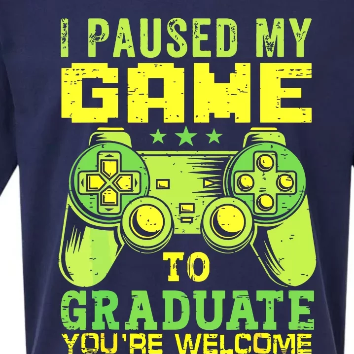 I Paused My Game To Graduate Video Gamer Graduation Men Boy Sueded Cloud Jersey T-Shirt