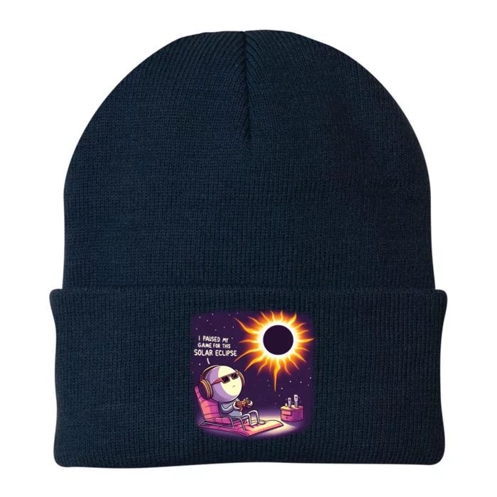 I Paused My Game For This Solar Eclips Design Gift Knit Cap Winter Beanie