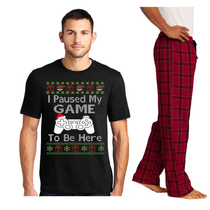 I Paused My Game To Be Here Ugly Sweater Funny Christmas Pajama Set