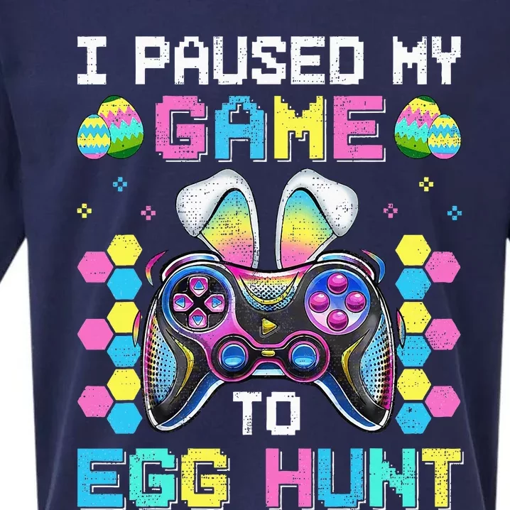 I Paused My Game To Egg Hunt Easter Funny Gamer Sueded Cloud Jersey T-Shirt