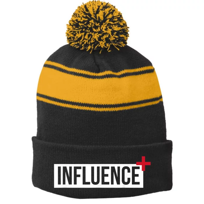 Influence Positively Motivational Stripe Pom Pom Beanie