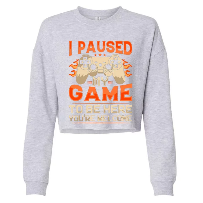 I Paused My Game To Be Here YouRe Welcome Retro Gamer Cropped Pullover Crew