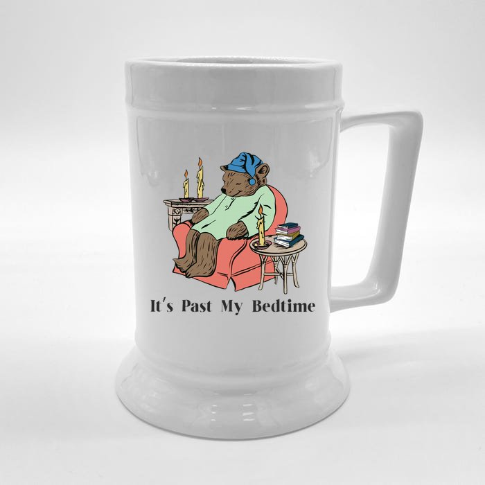 ItS Past My Bedtime Bear Taking A Nap Next To Books Front & Back Beer Stein