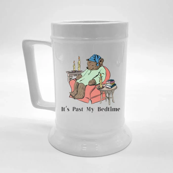 ItS Past My Bedtime Bear Taking A Nap Next To Books Front & Back Beer Stein