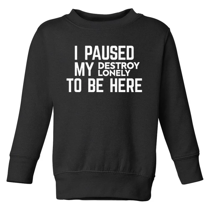 I Paused My Destroy Lonely To Be Here Toddler Sweatshirt