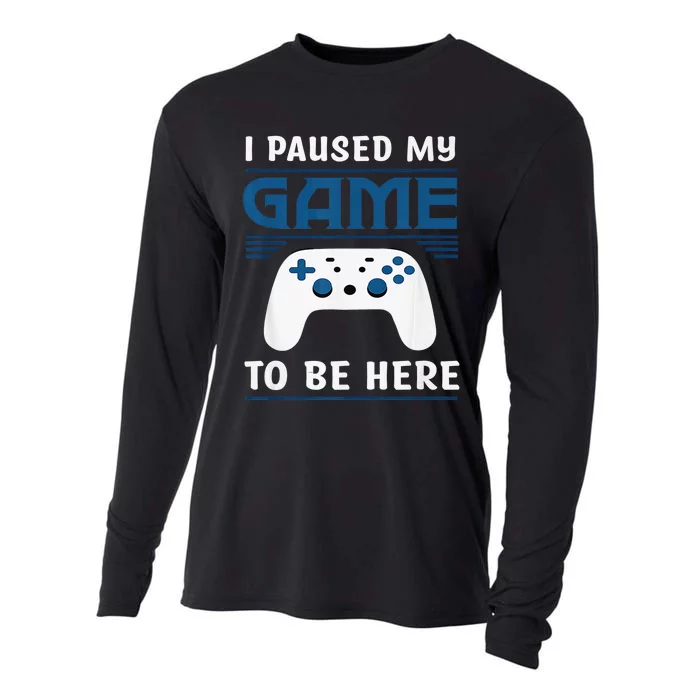 I Paused My Game To Be Here Gamer Vintage Cooling Performance Long Sleeve Crew