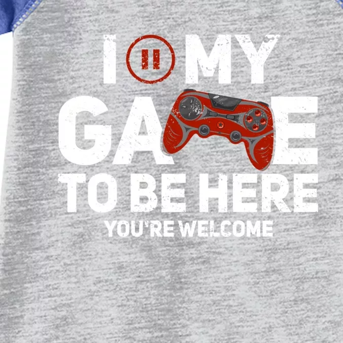 I Paused My Game To Be Here YouRe Welcome Gaming Gamer Gift Infant Baby Jersey Bodysuit