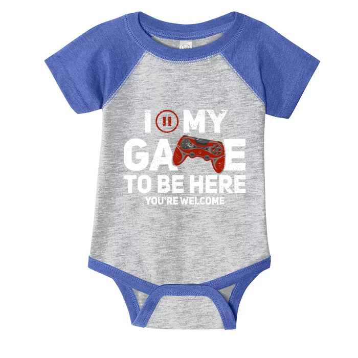 I Paused My Game To Be Here YouRe Welcome Gaming Gamer Gift Infant Baby Jersey Bodysuit