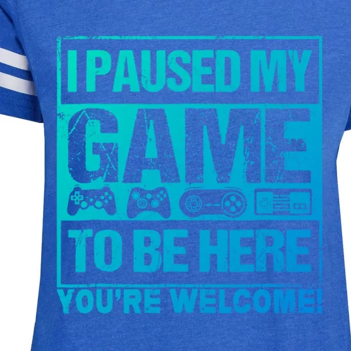 I Paused My Game To Be Here Funny Gamers Ns Gift Great Gift Enza Ladies Jersey Football T-Shirt