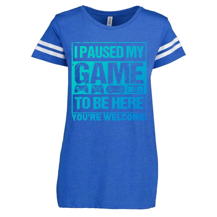 I Paused My Game To Be Here Funny Gamers Ns Gift Great Gift Enza Ladies Jersey Football T-Shirt