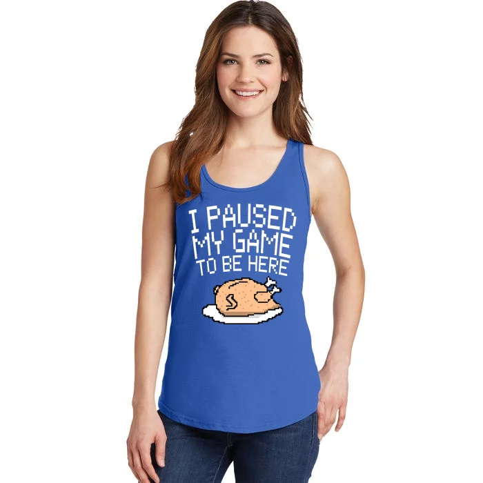 I Paused My Game To Be Here Pixel Turkey Ladies Essential Tank