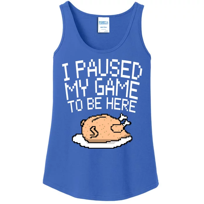 I Paused My Game To Be Here Pixel Turkey Ladies Essential Tank