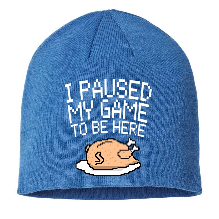 I Paused My Game To Be Here Pixel Turkey 8 1/2in Sustainable Knit Beanie