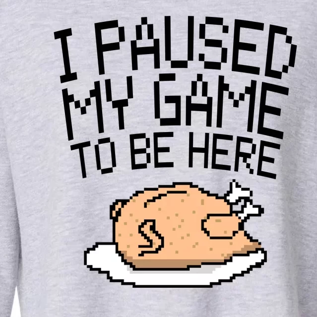 I Paused My Game To Be Here Pixel Turkey Cropped Pullover Crew