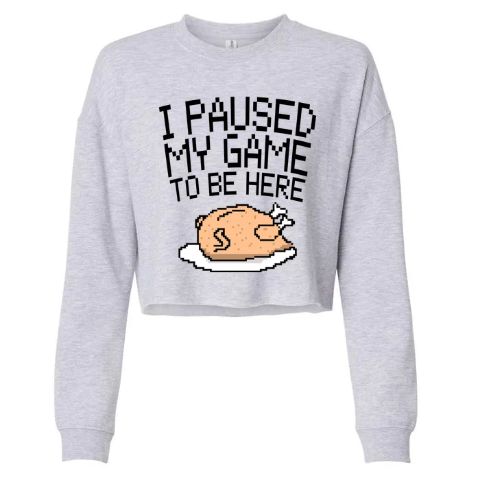 I Paused My Game To Be Here Pixel Turkey Cropped Pullover Crew