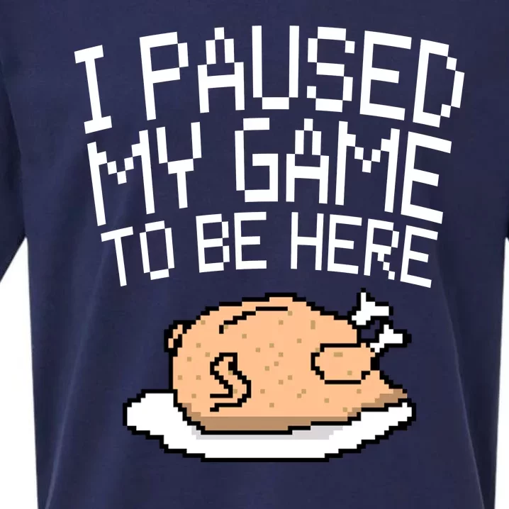 I Paused My Game To Be Here Pixel Turkey Sueded Cloud Jersey T-Shirt