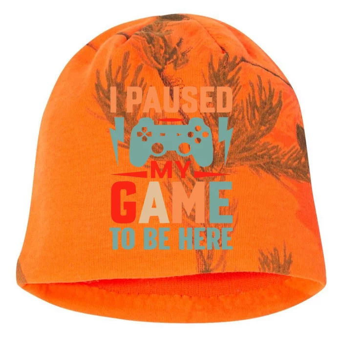 I Paused My Game To Be Here Youre Welcome Retro Gamer Gift Kati - Camo Knit Beanie