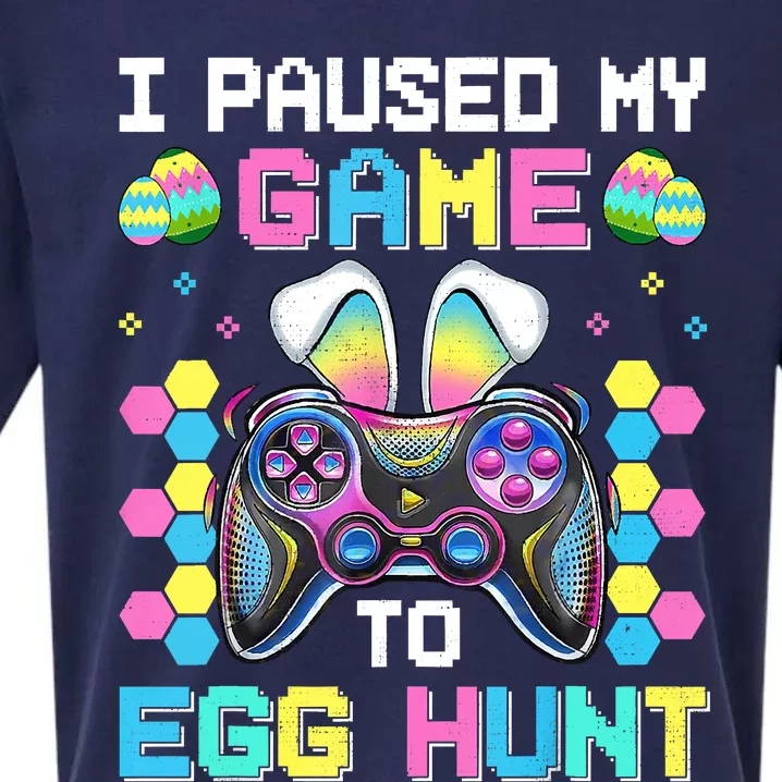 I Paused My Game To Egg Hunt Easter Funny Gamer Sueded Cloud Jersey T-Shirt