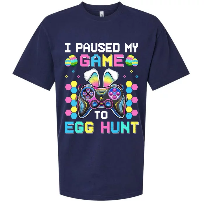 I Paused My Game To Egg Hunt Easter Funny Gamer Sueded Cloud Jersey T-Shirt