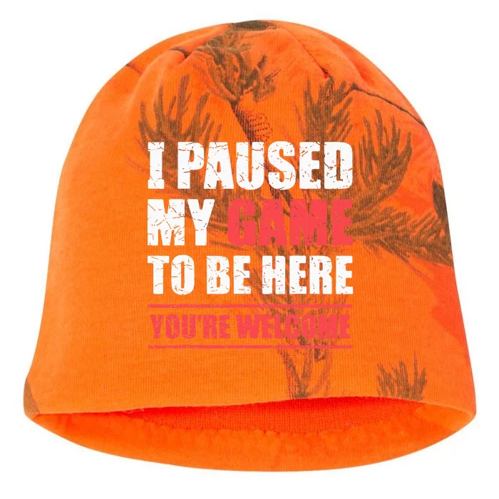 I Paused My Game To Be Here Funny Gamer Video Game Gaming Kati - Camo Knit Beanie