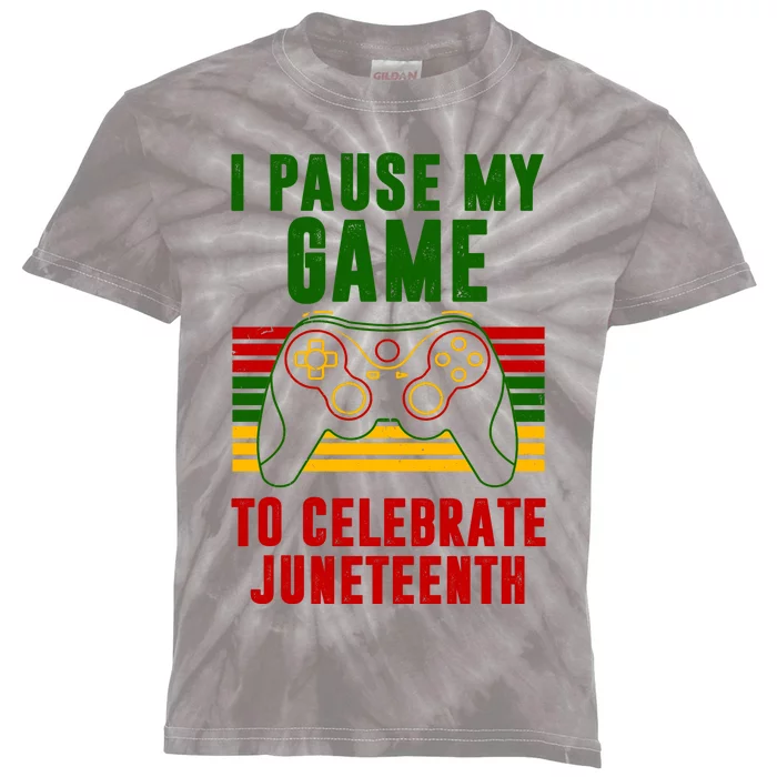 I Pause My Game To Celebrate Juneteenth Gamer Kids Tie-Dye T-Shirt