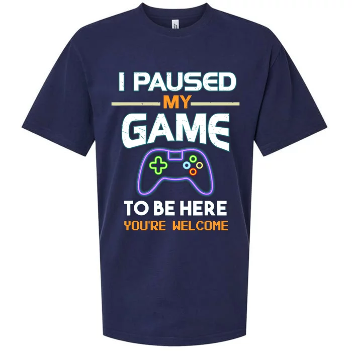 I Paused My Game To Be Here With Bright Letters That Glow Sueded Cloud Jersey T-Shirt