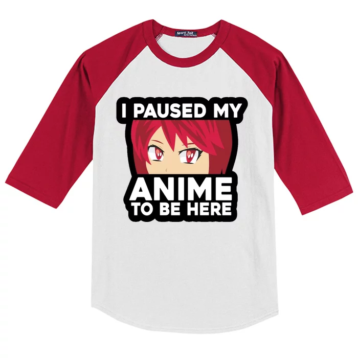 I Paused My Game To Be Here Funny Anime Kids Colorblock Raglan Jersey