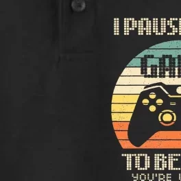 I Paused My Game To Be Here You're Welcome Retro Gamer Gift Dry Zone Grid Performance Polo