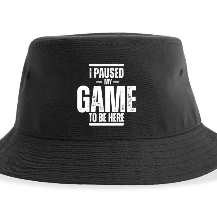 I Paused My Game To Be Here Graphic Novelty Sarcastic Sustainable Bucket Hat